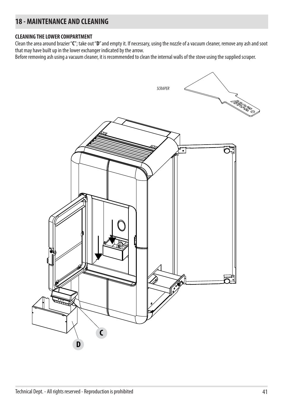 Dc 18 - maintenance and cleaning | MCZ Toba HYDRO 22 User Manual | Page 41 / 52