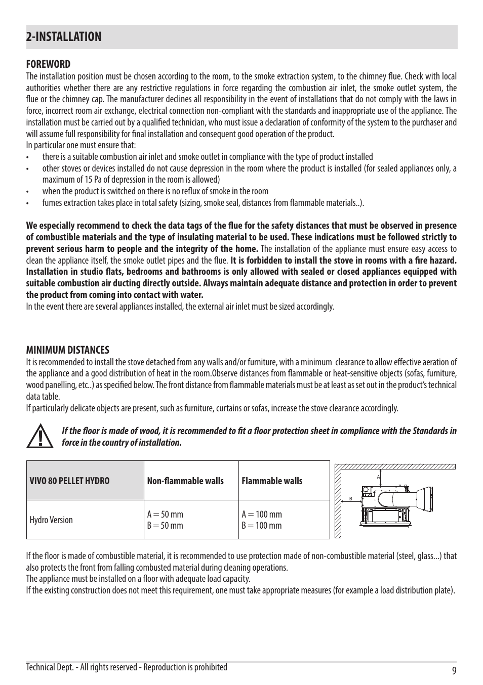 Installation | MCZ Vivo 80 Pellet HYDRO User Manual | Page 11 / 74