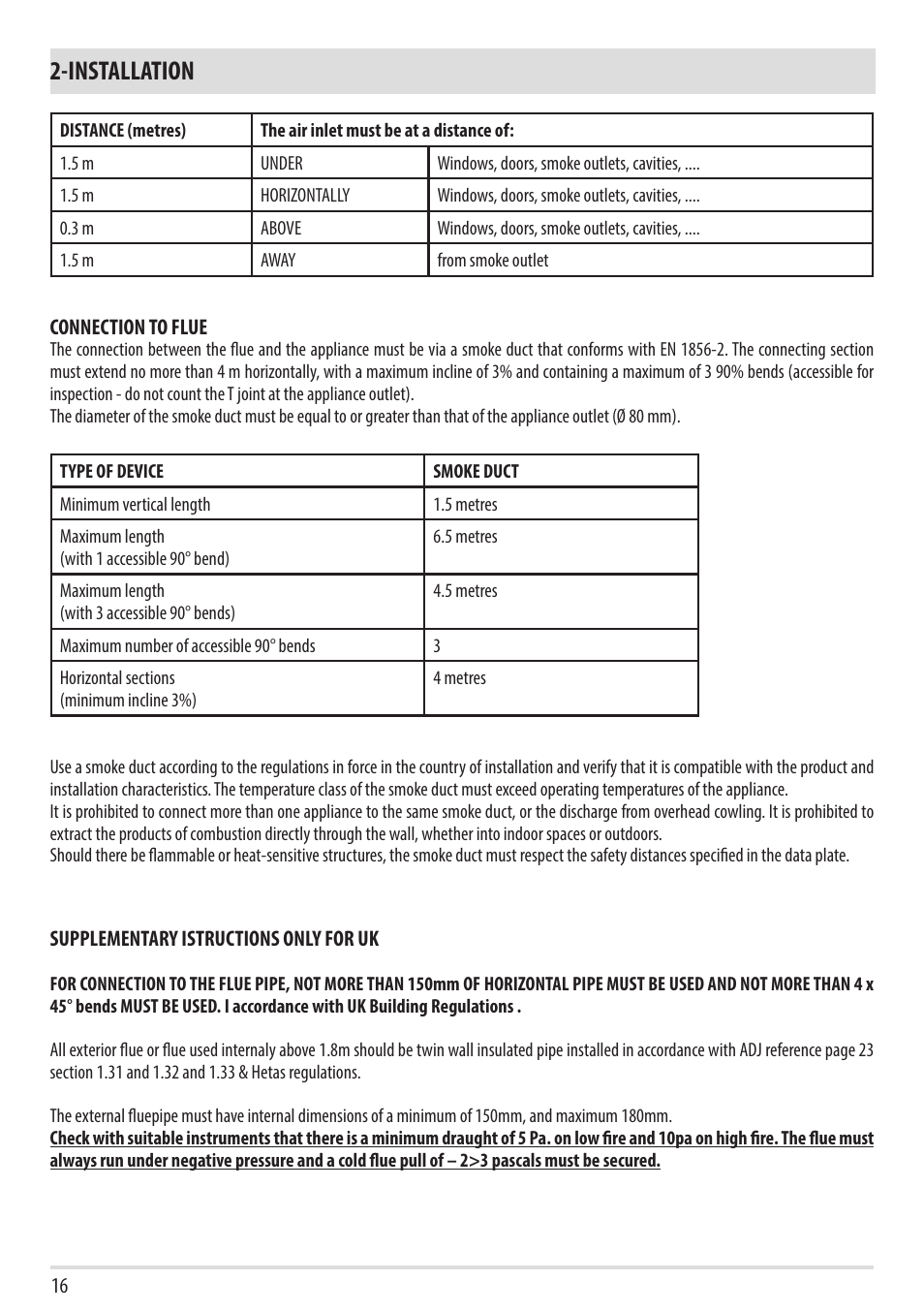 Installation | MCZ Vivo 80 Pellet HYDRO User Manual | Page 18 / 74