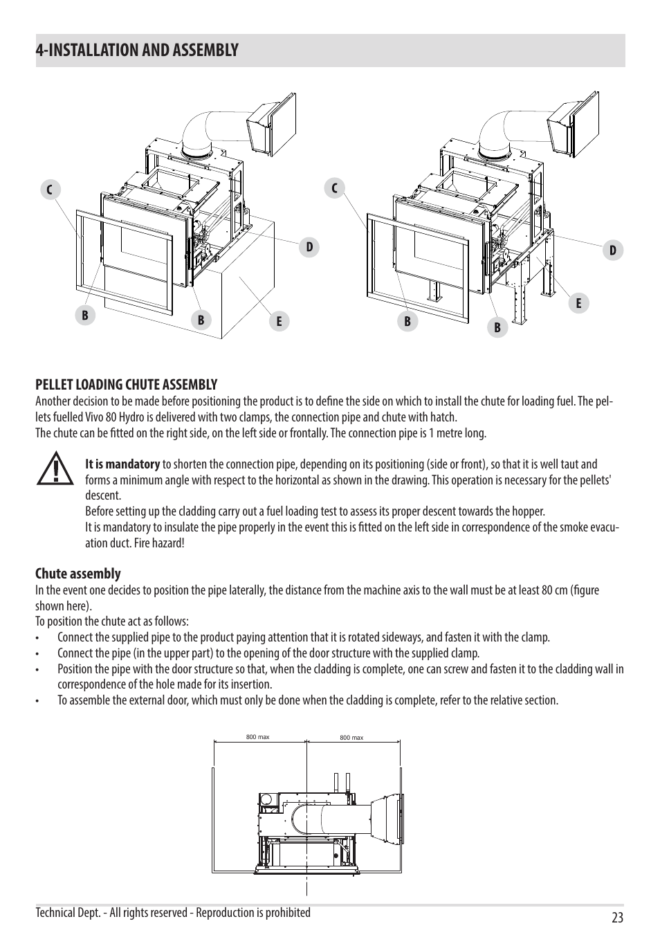 Installation and assembly | MCZ Vivo 80 Pellet HYDRO User Manual | Page 25 / 74