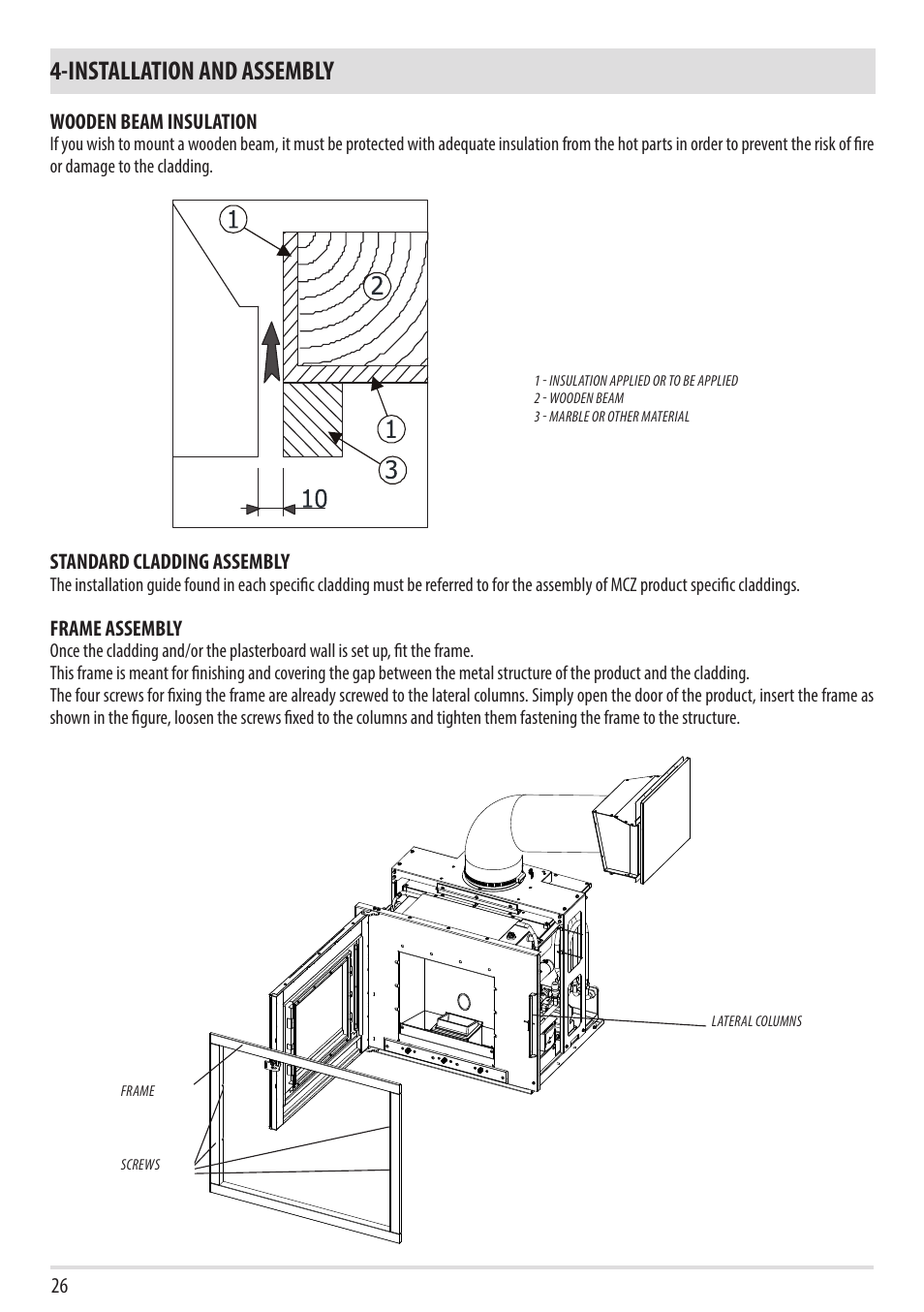 Installation and assembly | MCZ Vivo 80 Pellet HYDRO User Manual | Page 28 / 74