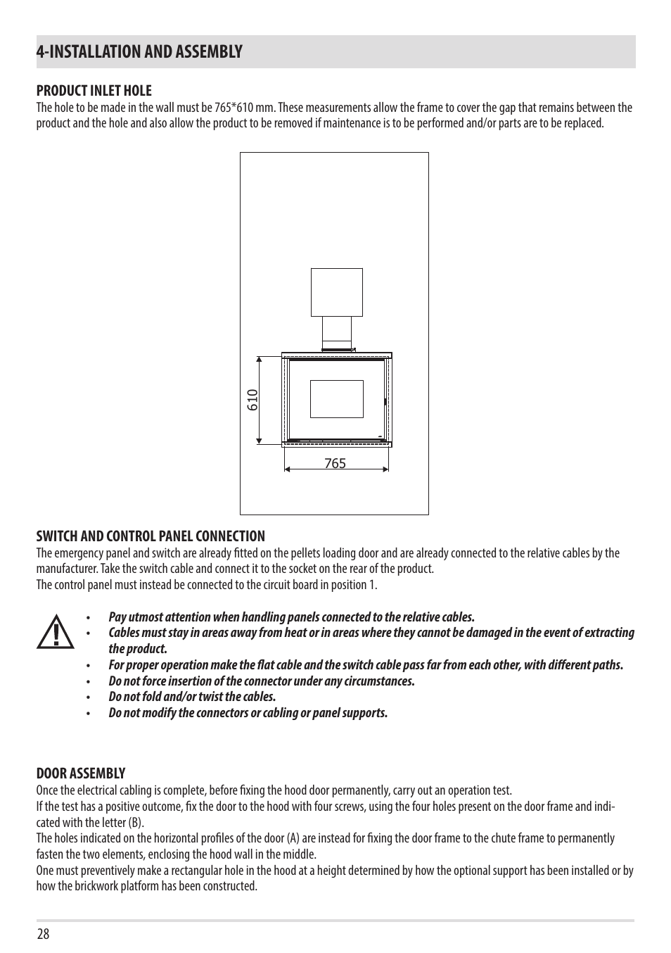 Installation and assembly | MCZ Vivo 80 Pellet HYDRO User Manual | Page 30 / 74