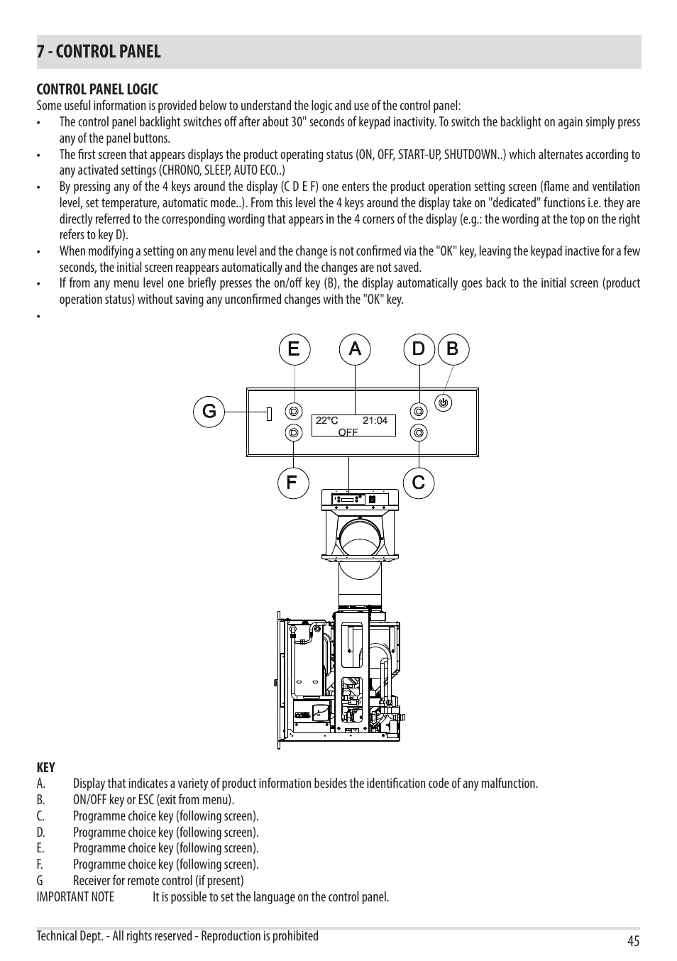 7 - control panel | MCZ Vivo 80 Pellet HYDRO User Manual | Page 47 / 74