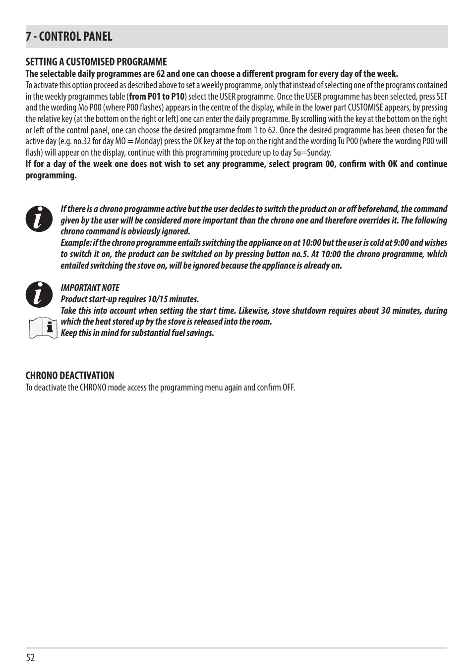 7 - control panel | MCZ Vivo 80 Pellet HYDRO User Manual | Page 54 / 74