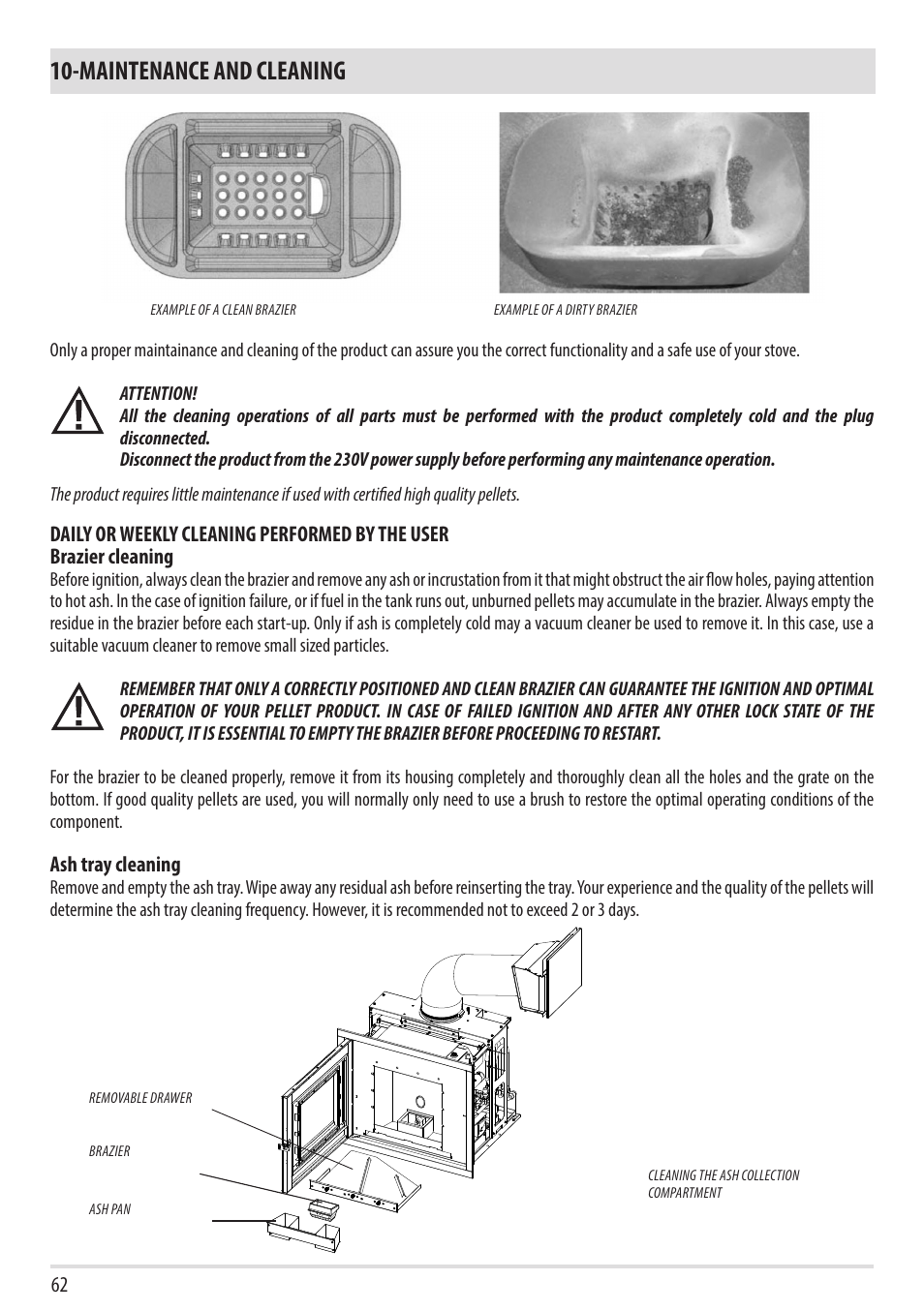 Maintenance and cleaning | MCZ Vivo 80 Pellet HYDRO User Manual | Page 64 / 74