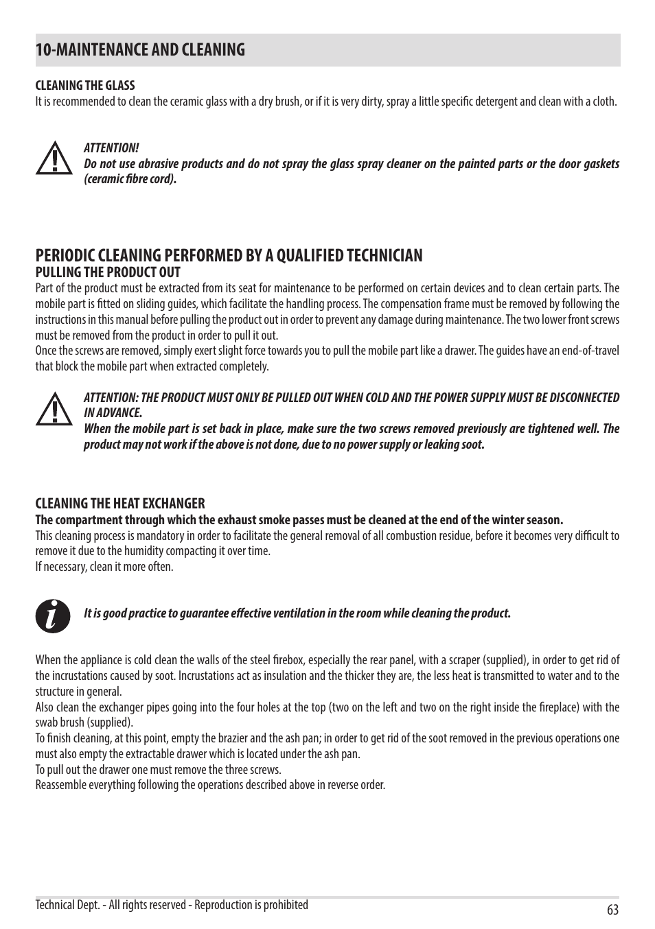 Maintenance and cleaning | MCZ Vivo 80 Pellet HYDRO User Manual | Page 65 / 74