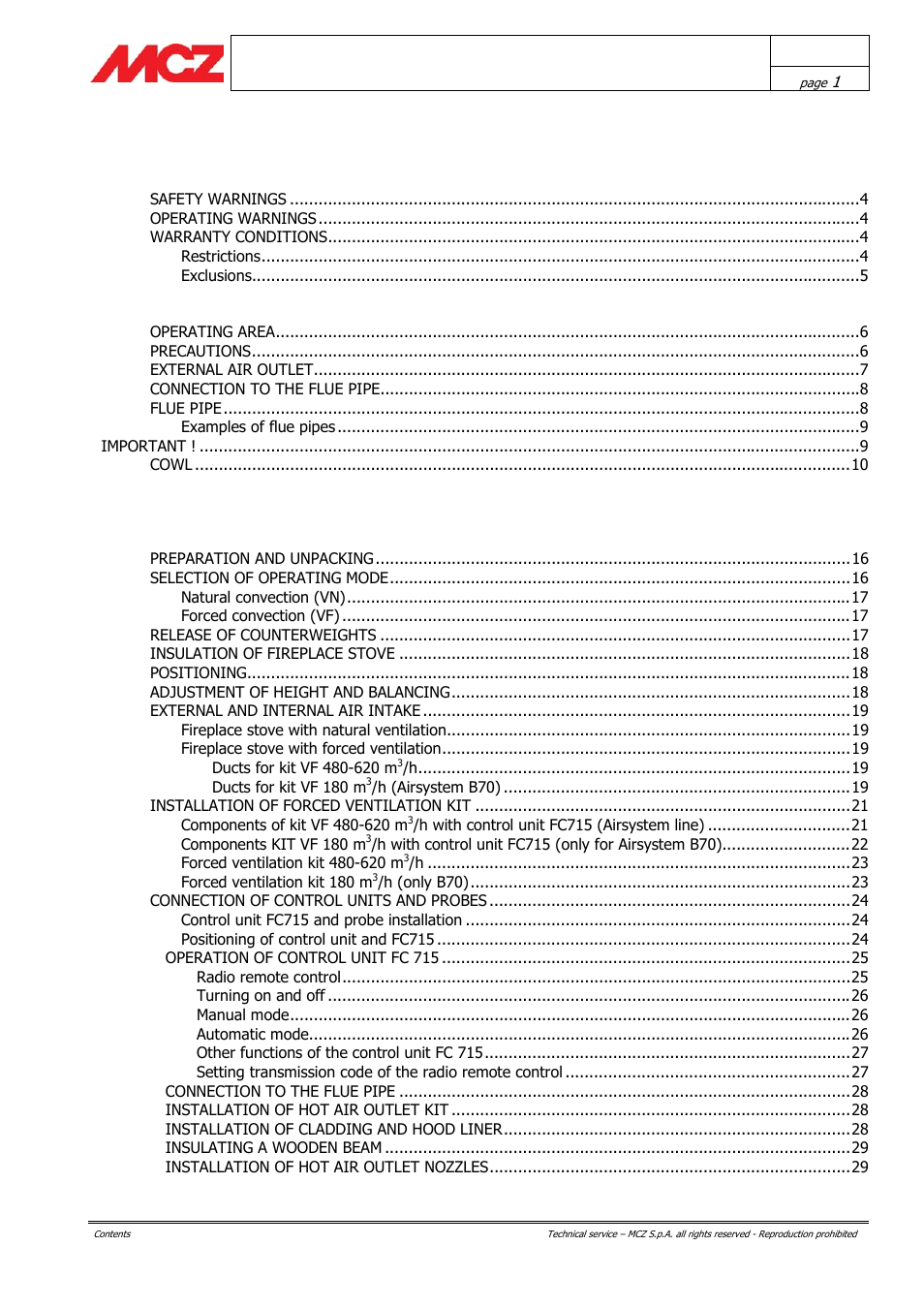 MCZ AirSystem 70 DX User Manual | 37 pages