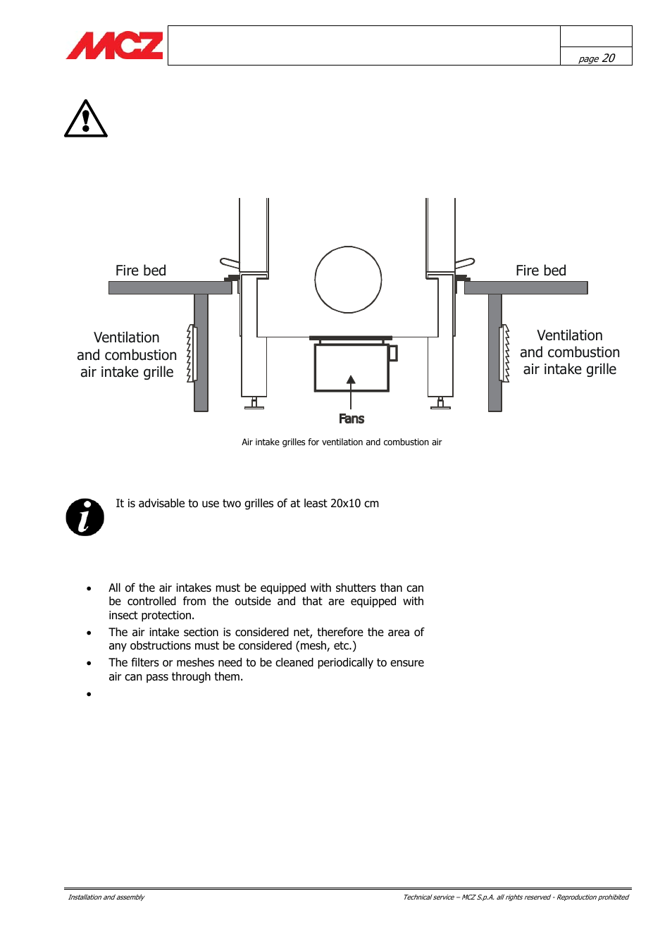 Fire bed | MCZ AirSystem 70 DX User Manual | Page 20 / 37