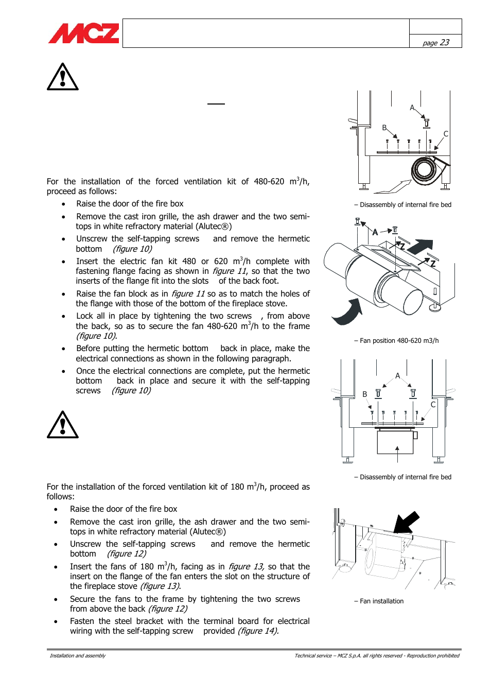 Forced ventilation kit 180 m, H (only b70) | MCZ AirSystem 70 DX User Manual | Page 23 / 37
