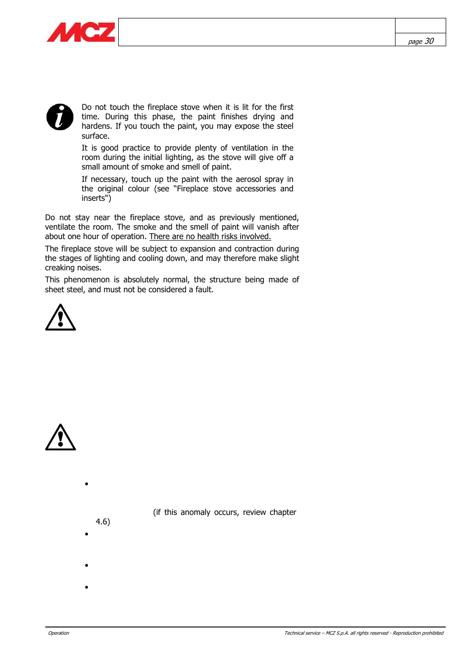 Operation | MCZ AirSystem 70 DX User Manual | Page 30 / 37