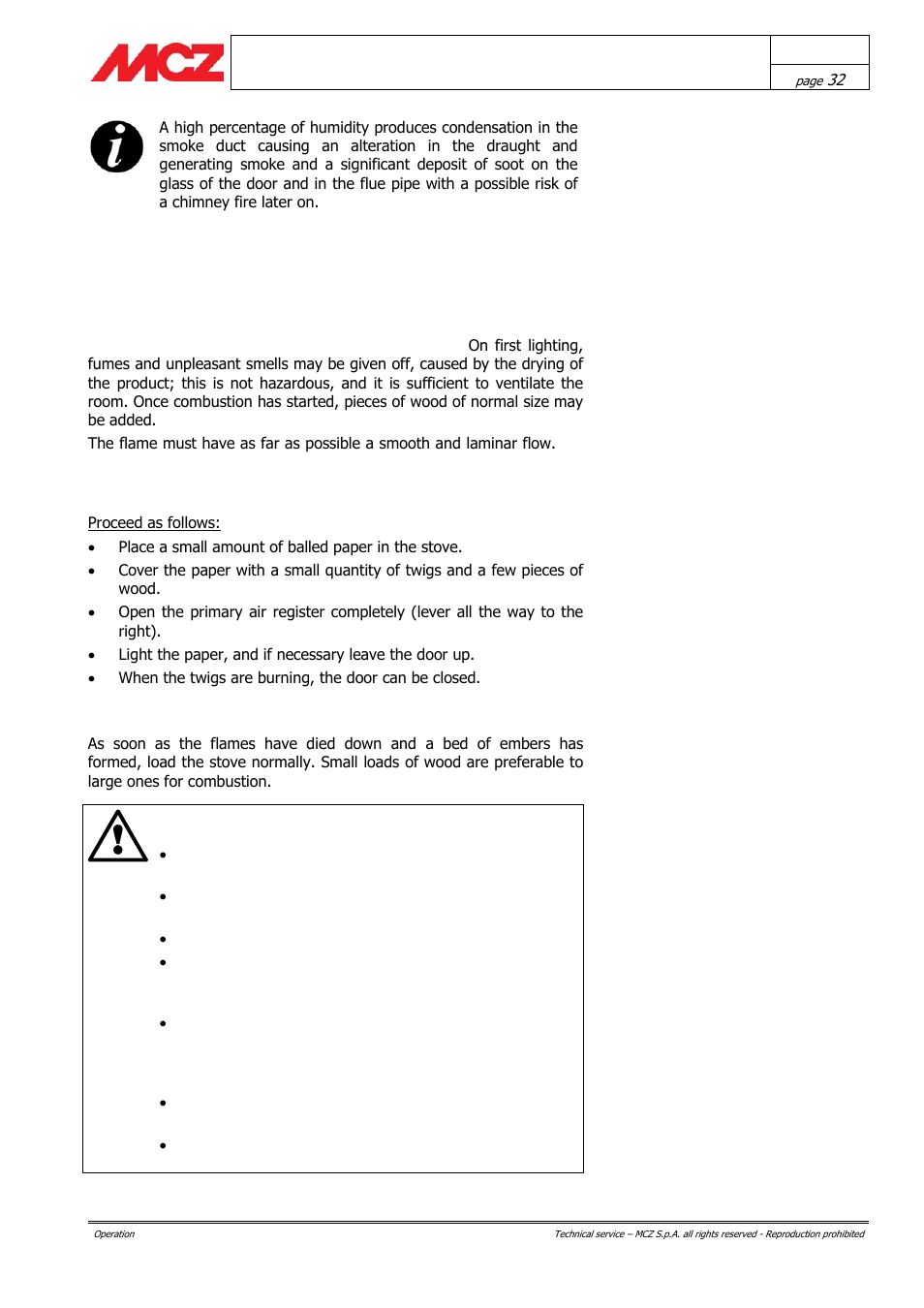 Attention | MCZ AirSystem 70 DX User Manual | Page 32 / 37