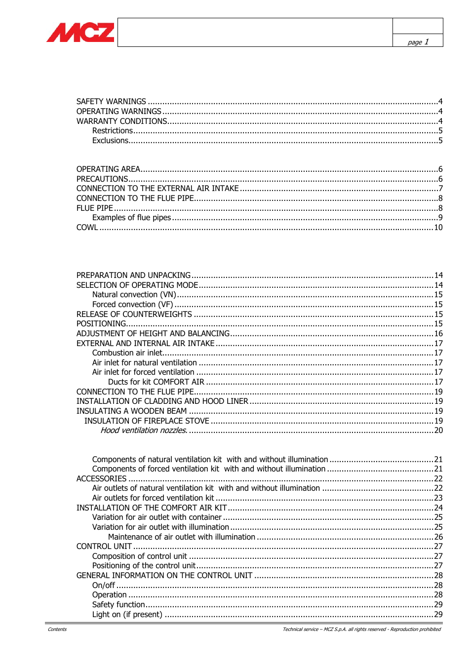 MCZ Forma PURO 115 User Manual | 40 pages