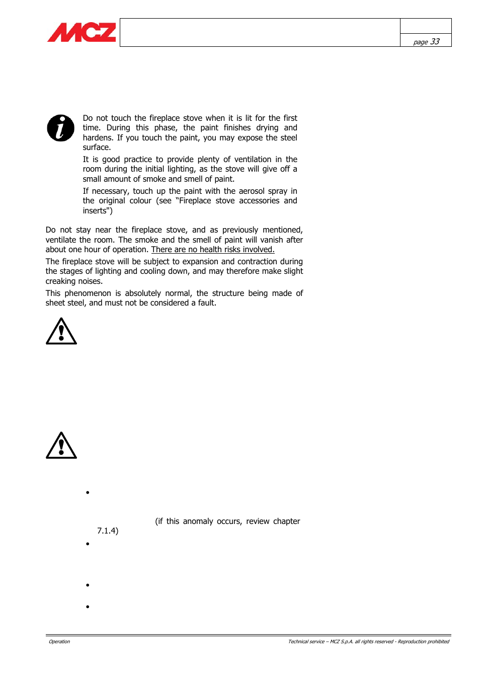 Operation | MCZ Forma PURO 115 User Manual | Page 33 / 40