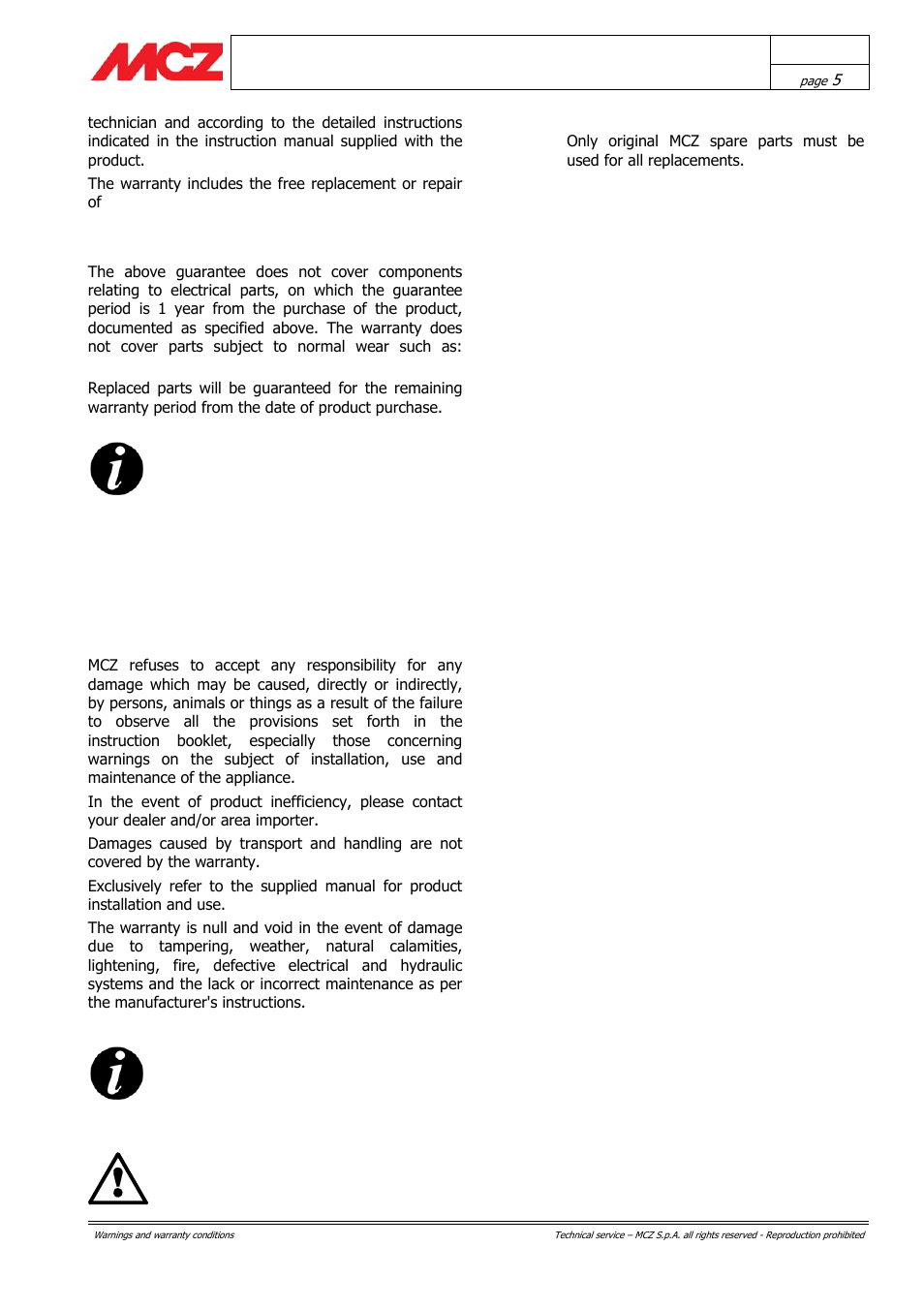 MCZ Forma PURO 115 User Manual | Page 5 / 40
