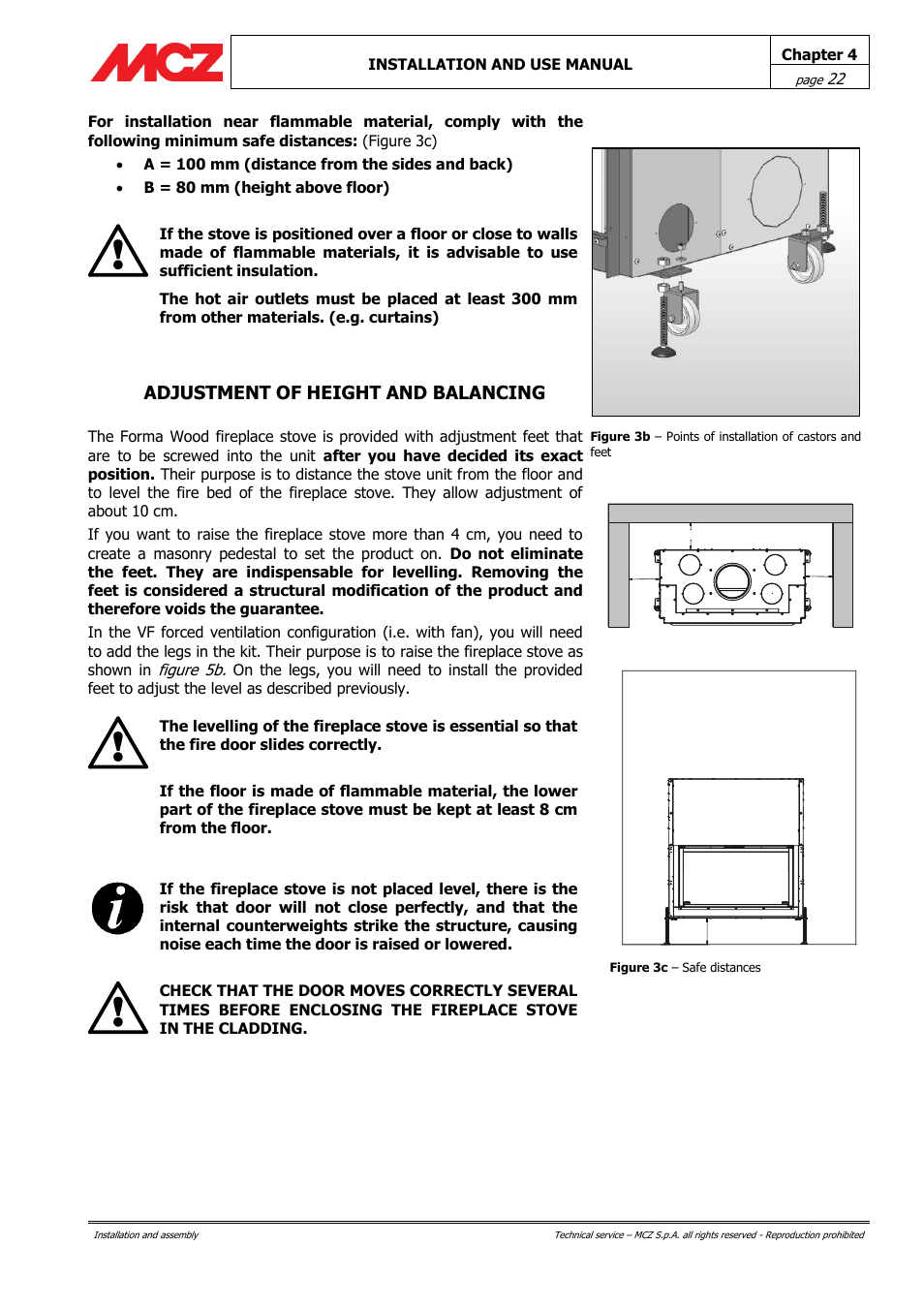 Adjustment of height and balancing | MCZ Forma Wood 115 User Manual | Page 22 / 46