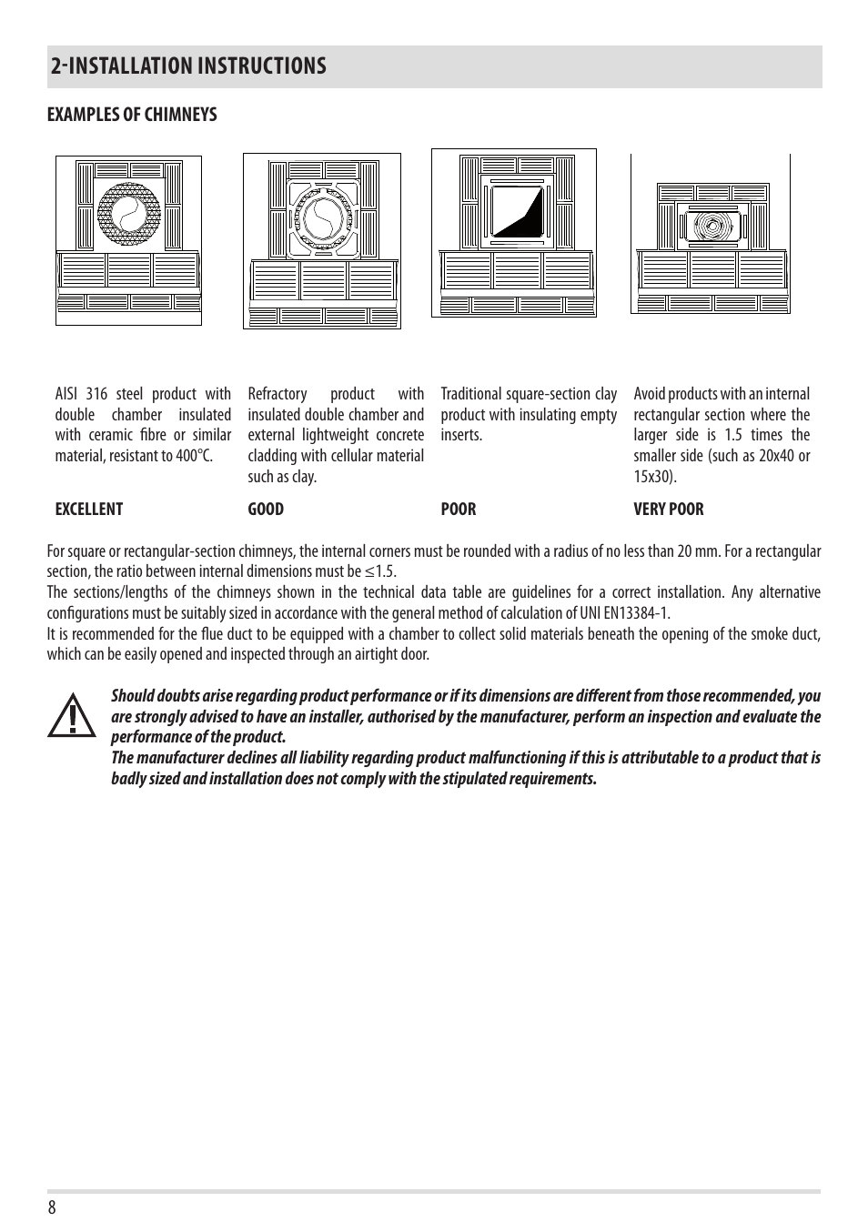 Installation instructions | MCZ Forma Wood 75 Dx User Manual | Page 10 / 36