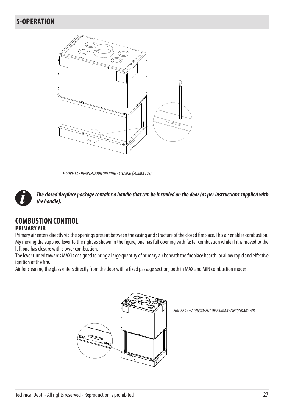 Operation, Combustion control | MCZ Forma Wood 75 Dx User Manual | Page 29 / 36