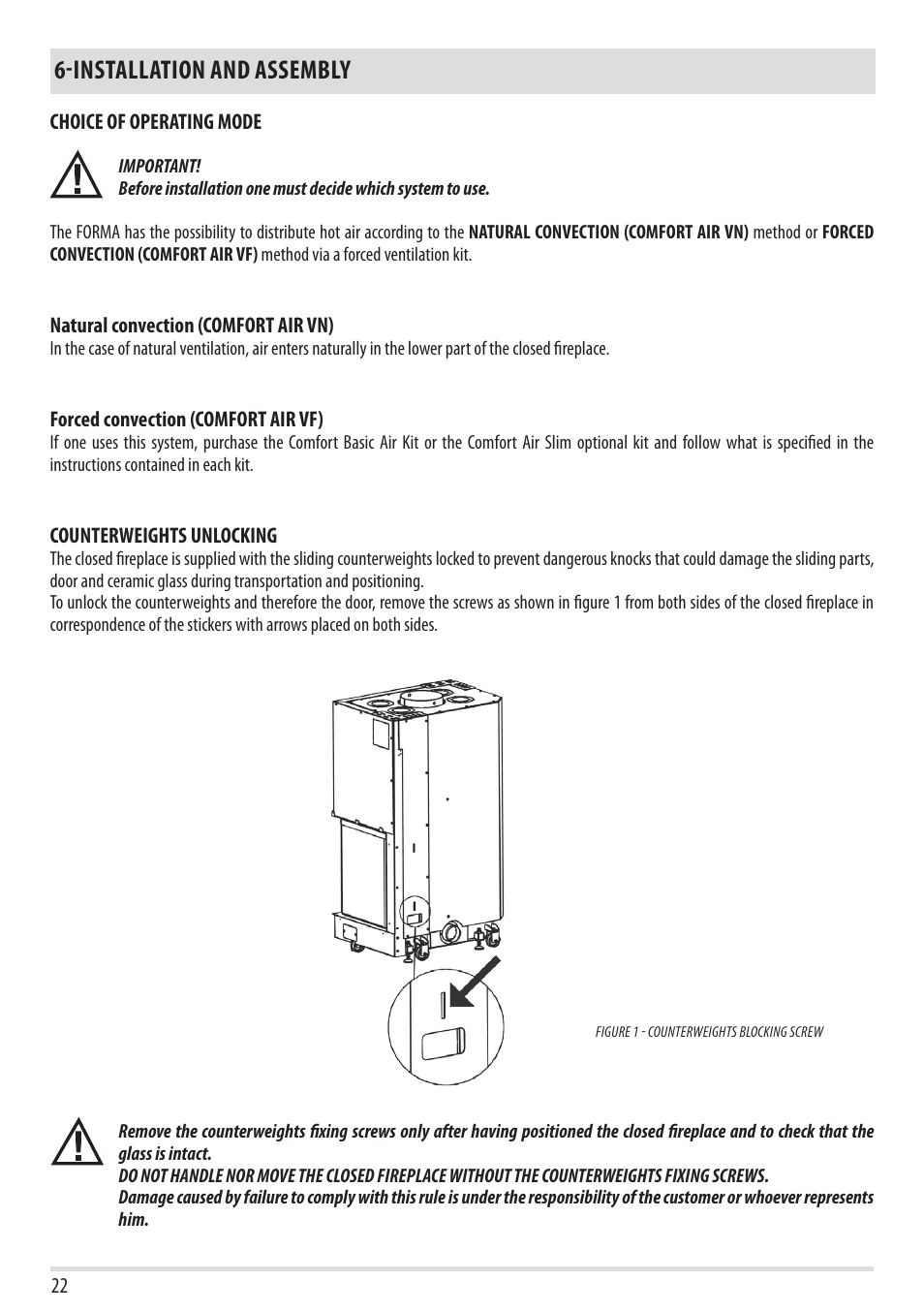 Installation and assembly | MCZ Forma Wood 75 Dx - mod.2012 User Manual | Page 24 / 40