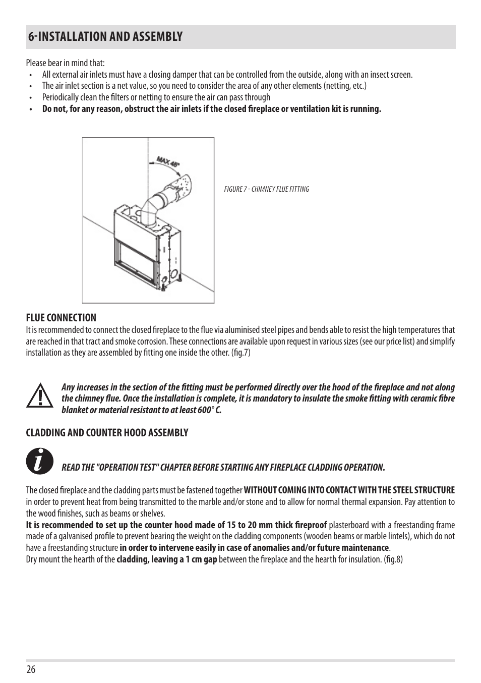 Installation and assembly | MCZ Forma Wood 75 Dx - mod.2012 User Manual | Page 28 / 40