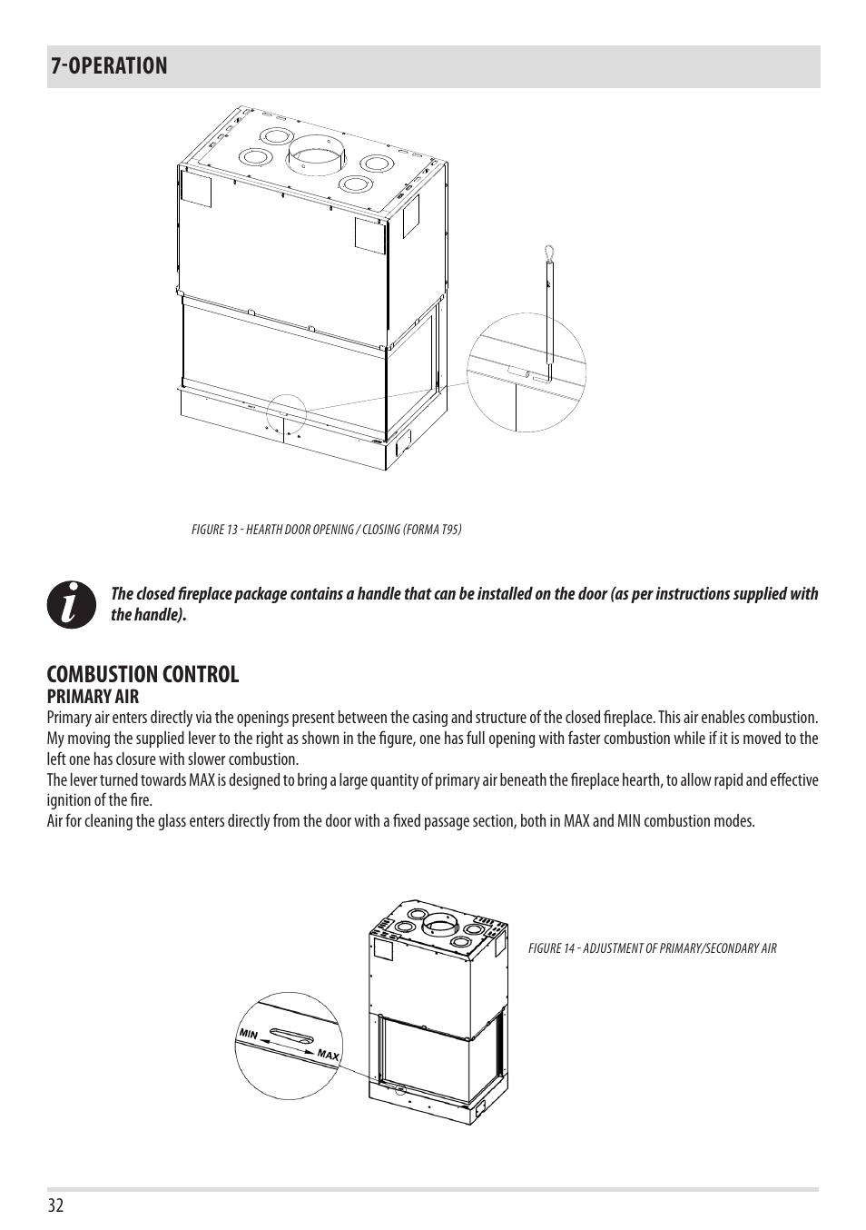 Operation, Combustion control | MCZ Forma Wood 75 Dx - mod.2012 User Manual | Page 34 / 40