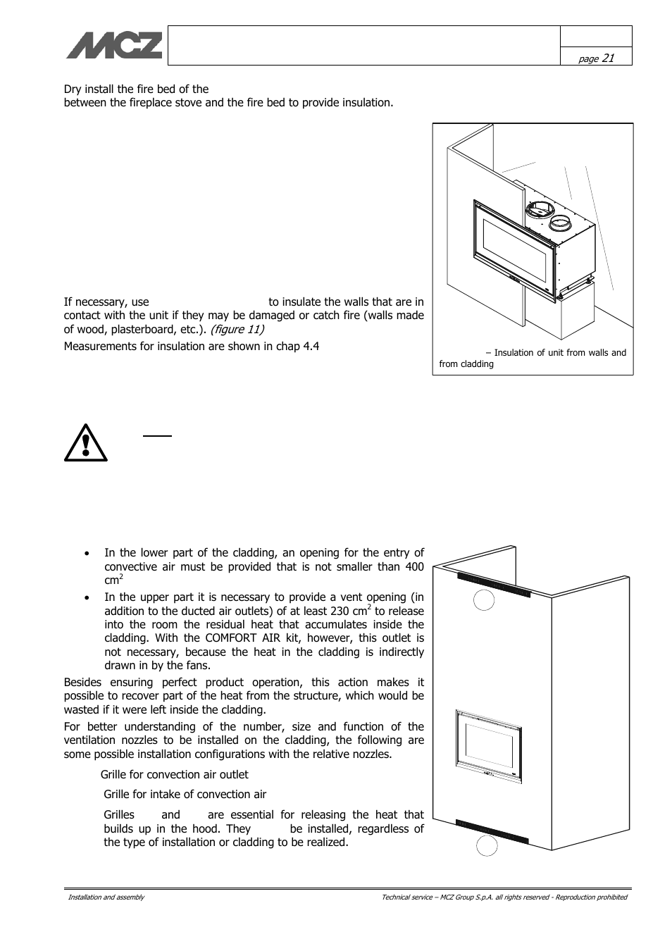 Hood ventilation nozzles | MCZ Vivo 70 Wood User Manual | Page 21 / 42