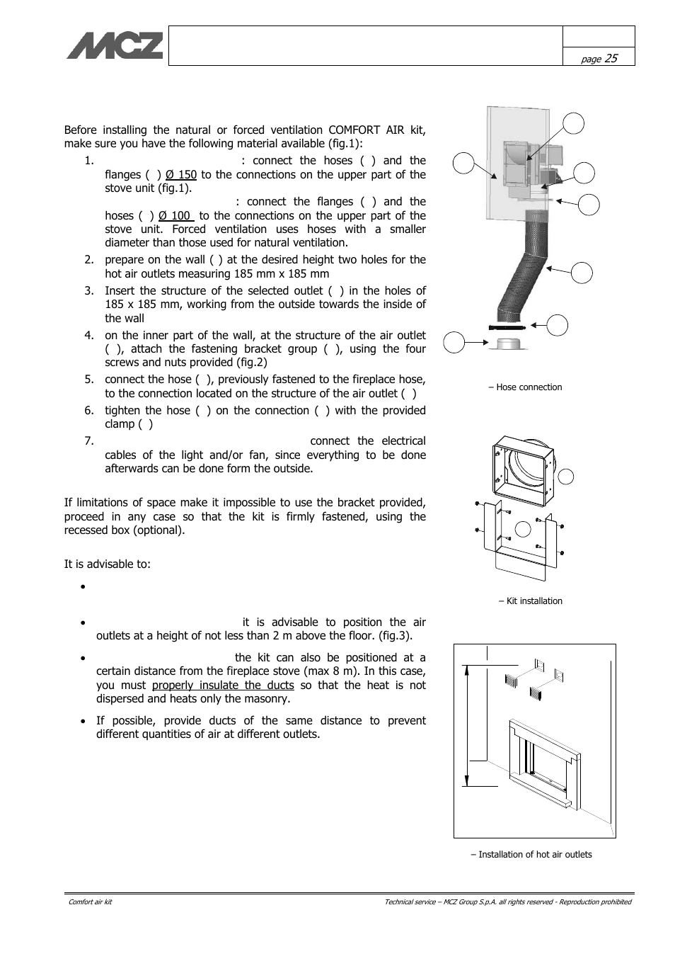 MCZ Vivo 70 Wood User Manual | Page 25 / 42