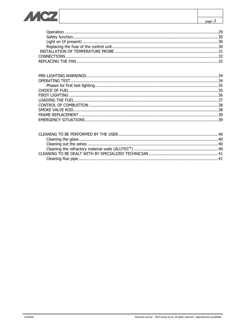 MCZ Vivo 70 Wood User Manual | Page 3 / 42