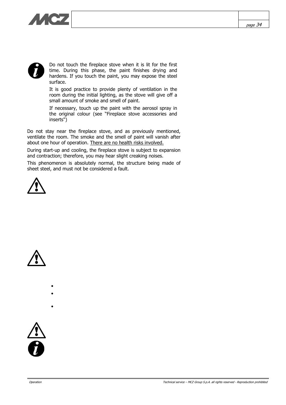 Operation | MCZ Vivo 70 Wood User Manual | Page 34 / 42