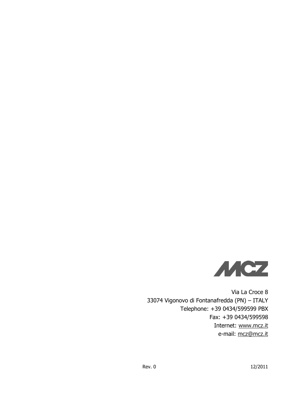 MCZ Vivo 70 Wood User Manual | Page 42 / 42