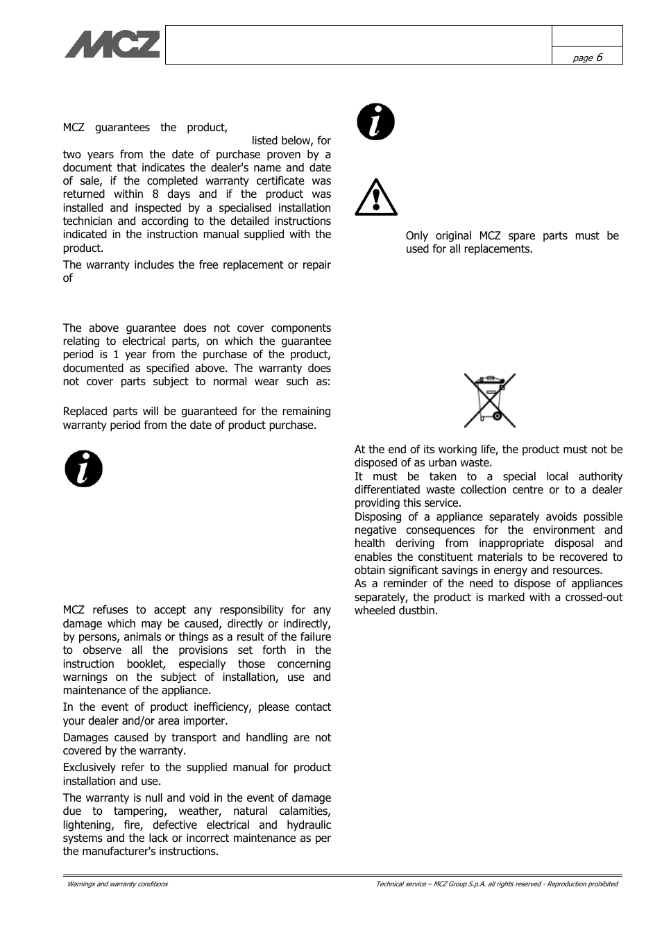 MCZ Vivo 70 Wood User Manual | Page 6 / 42