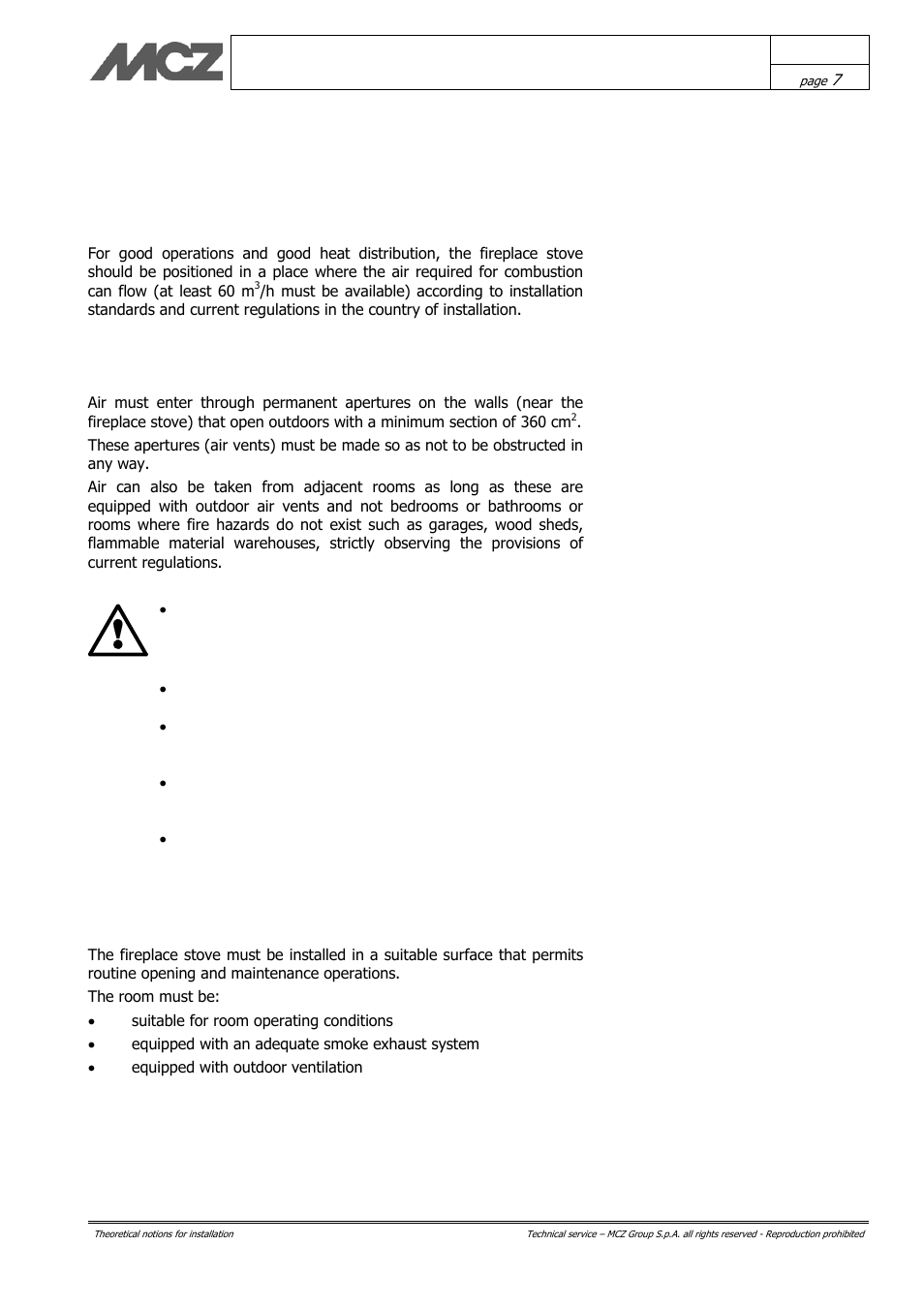 MCZ Vivo 70 Wood User Manual | Page 7 / 42