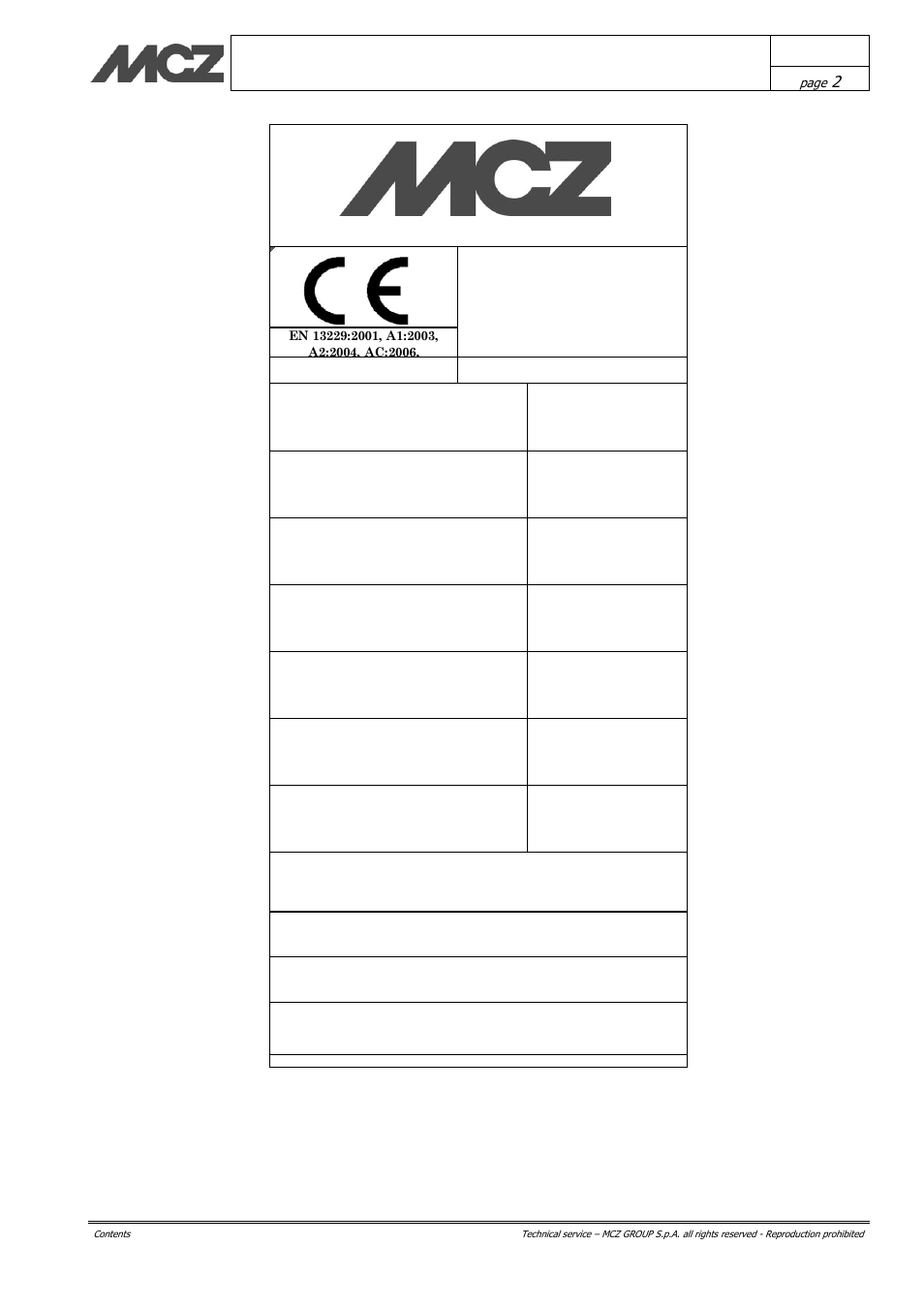 MCZ Hydrotherm 70 User Manual | Page 2 / 45
