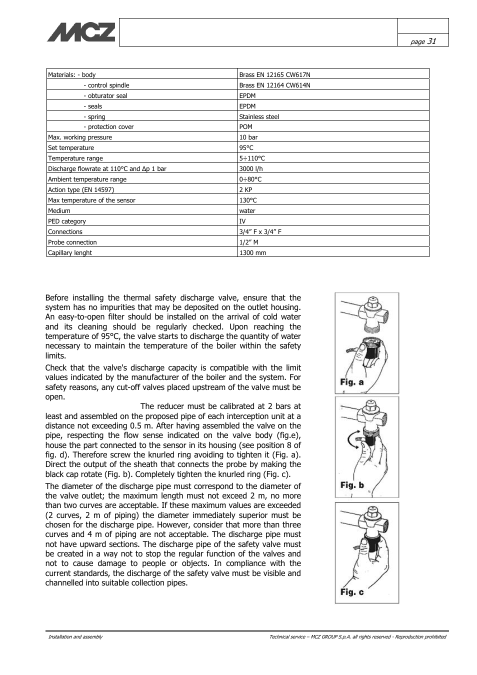 Installation | MCZ Hydrotherm 70 User Manual | Page 31 / 45