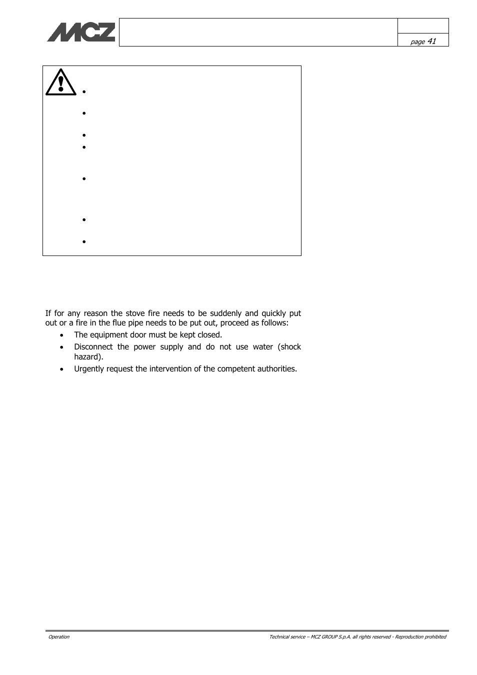 Attention | MCZ Hydrotherm 70 User Manual | Page 41 / 45