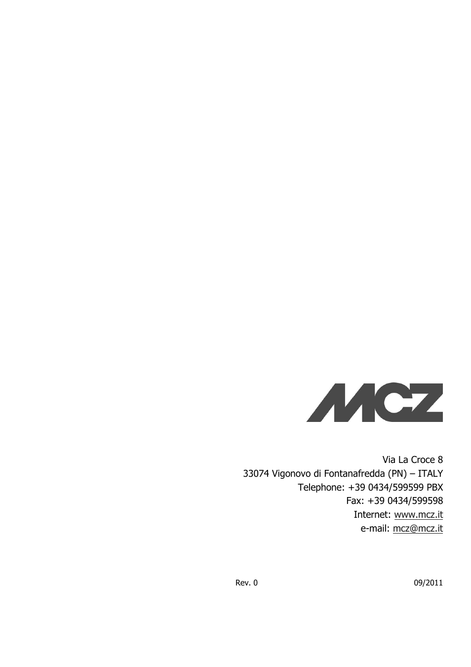 MCZ Hydrotherm 70 User Manual | Page 45 / 45