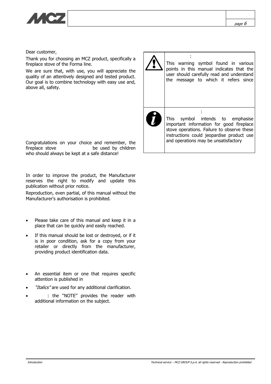 Introduction | MCZ Hydrotherm 70 User Manual | Page 6 / 45