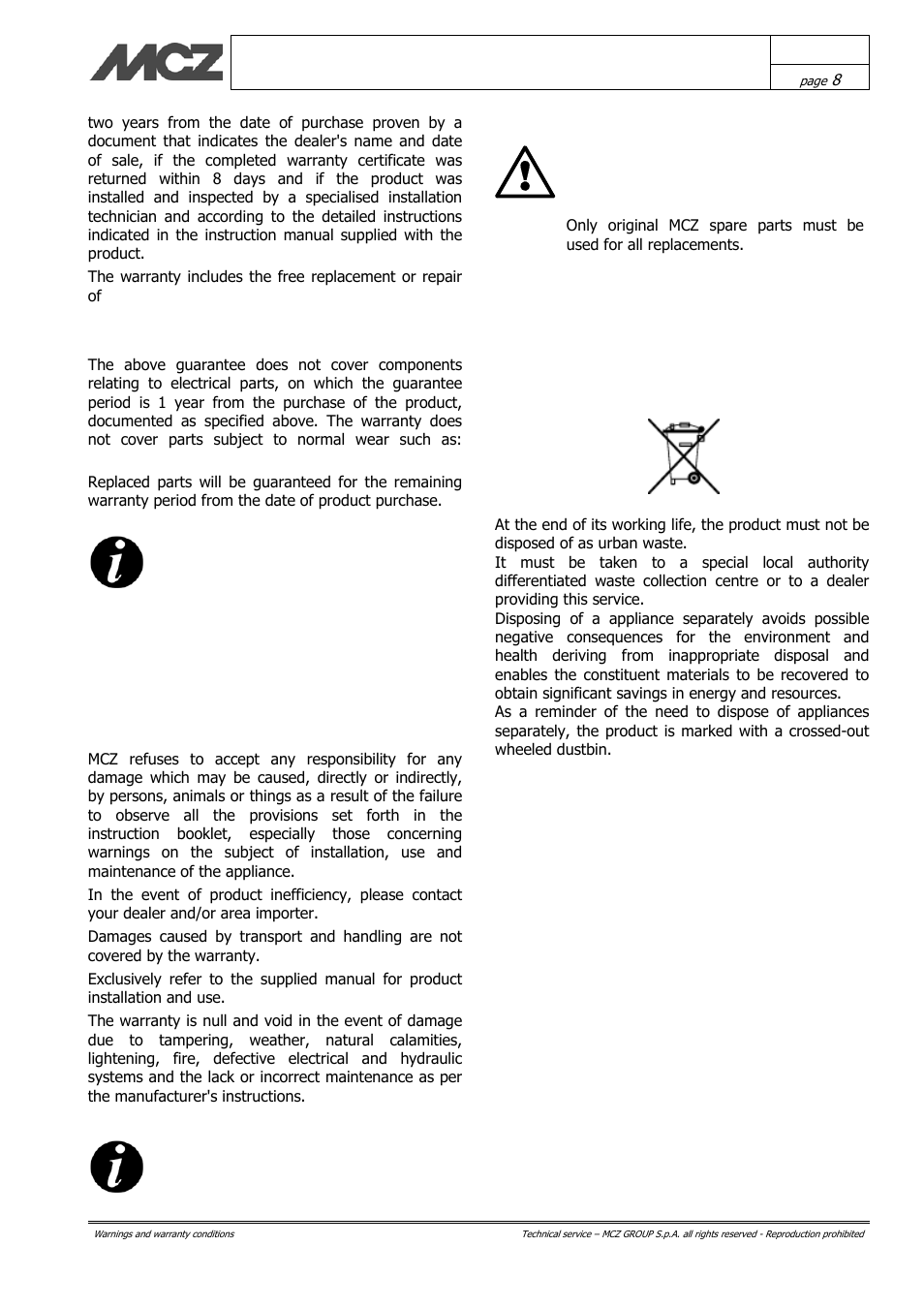 MCZ Hydrotherm 70 User Manual | Page 8 / 45