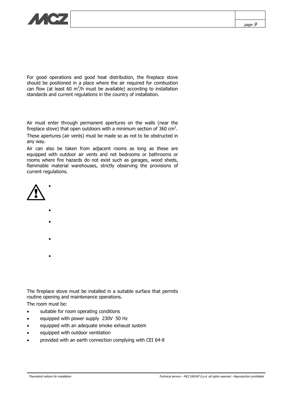 MCZ Hydrotherm 70 User Manual | Page 9 / 45