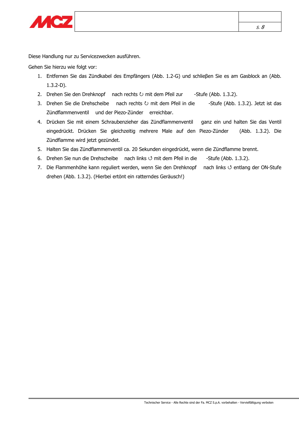 1 manuell anzünden (durch den installateur) | MCZ Forma GAS 115 User Manual | Page 19 / 44