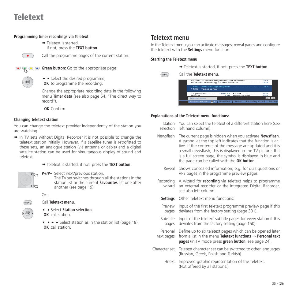 Teletext, Teletext menu | Loewe L 37 Full-HD+ 100 User Manual | Page 35 / 72