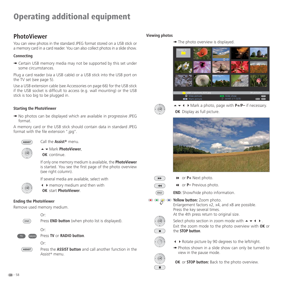 Operating additional equipment, Photoviewer | Loewe L 37 Full-HD+ 100 User Manual | Page 58 / 72