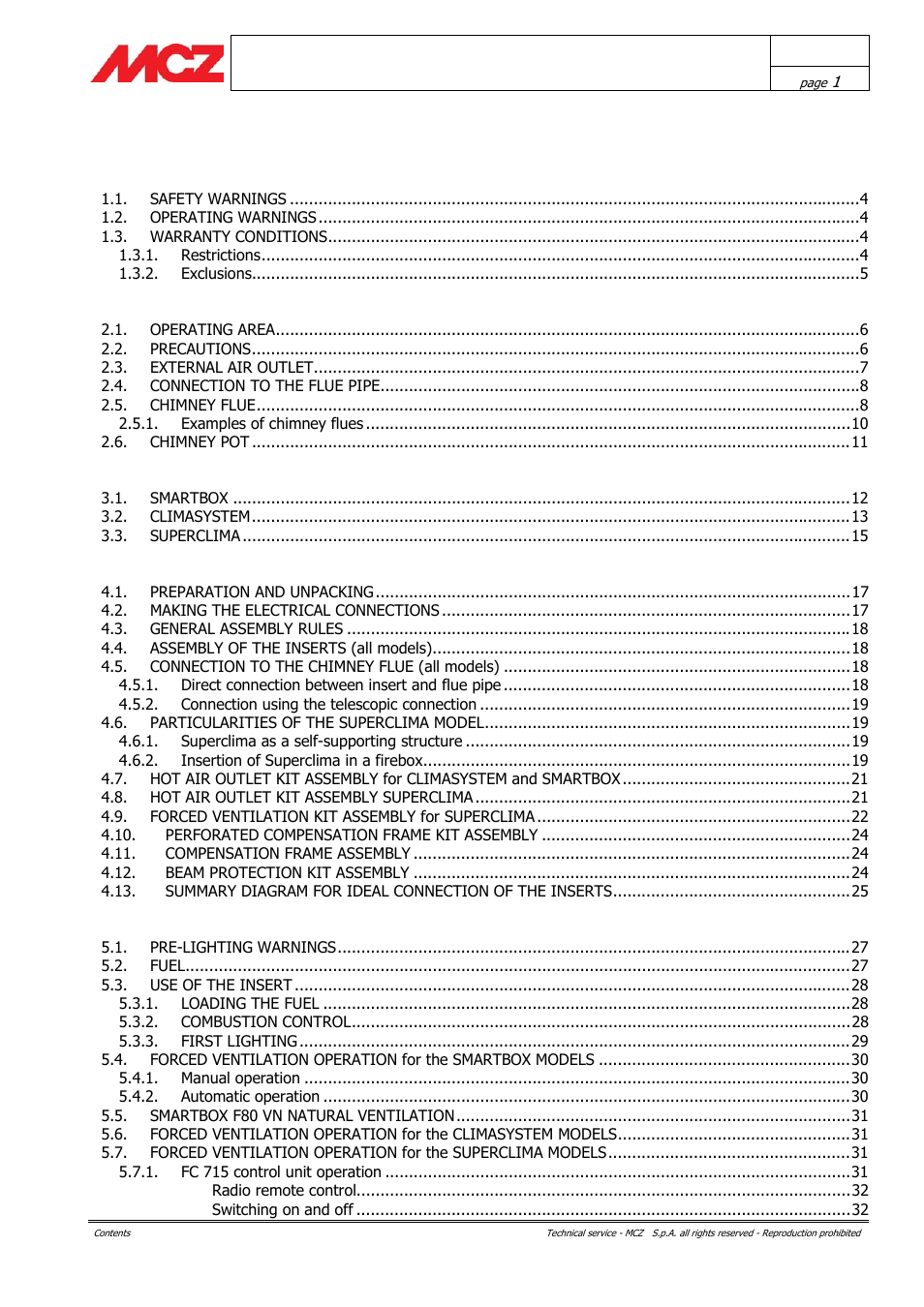 MCZ Boxsystem 75 FR User Manual | 37 pages