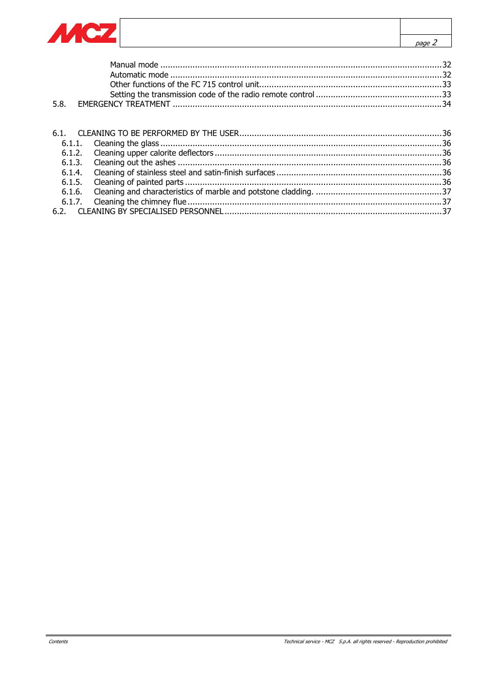 MCZ Boxsystem 75 FR User Manual | Page 2 / 37