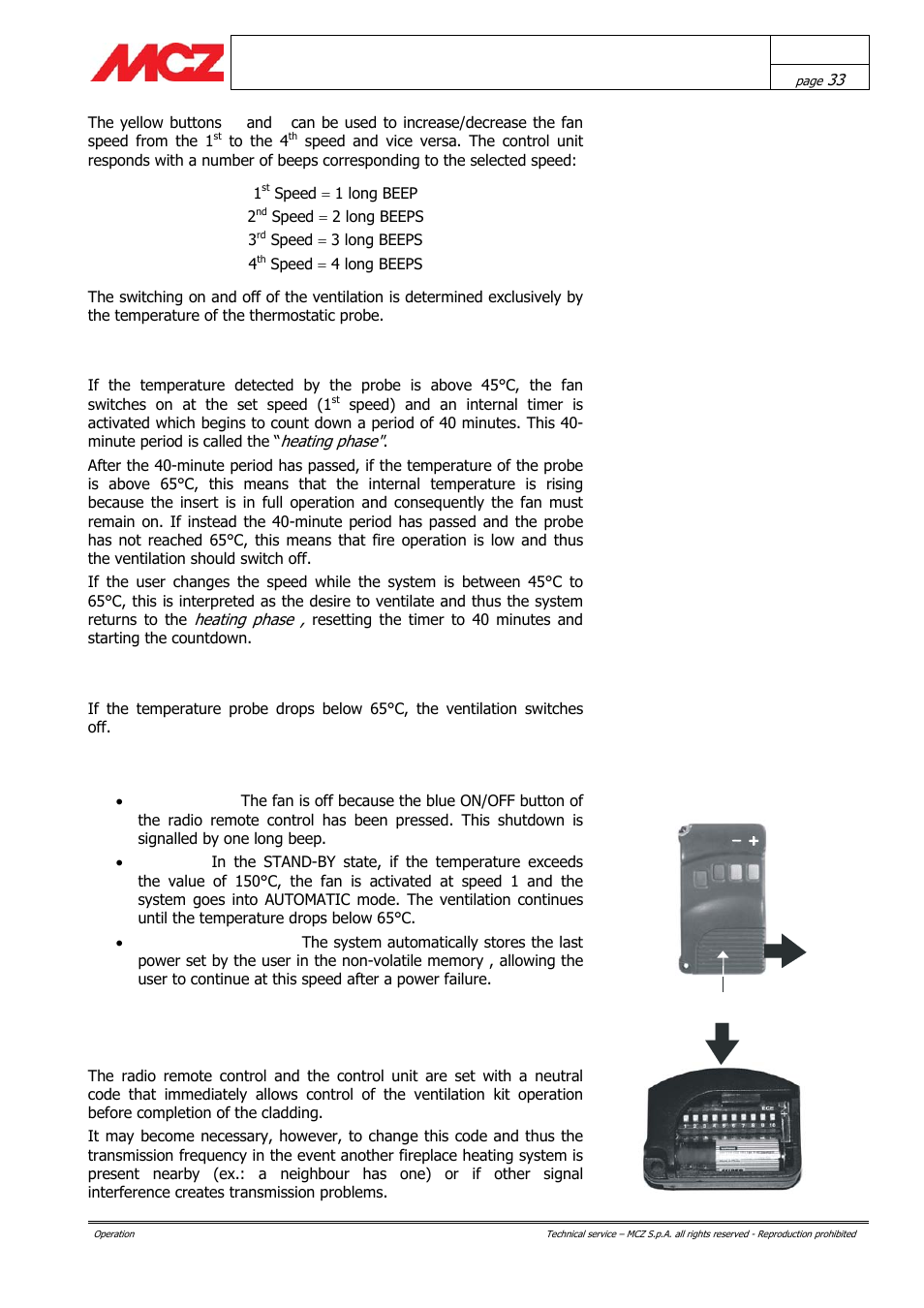 Other functions of the fc 715 control unit | MCZ Boxsystem 75 FR User Manual | Page 33 / 37