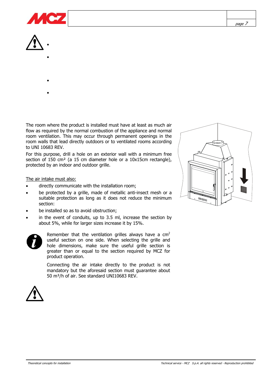 External air outlet | MCZ Boxsystem 75 FR User Manual | Page 7 / 37