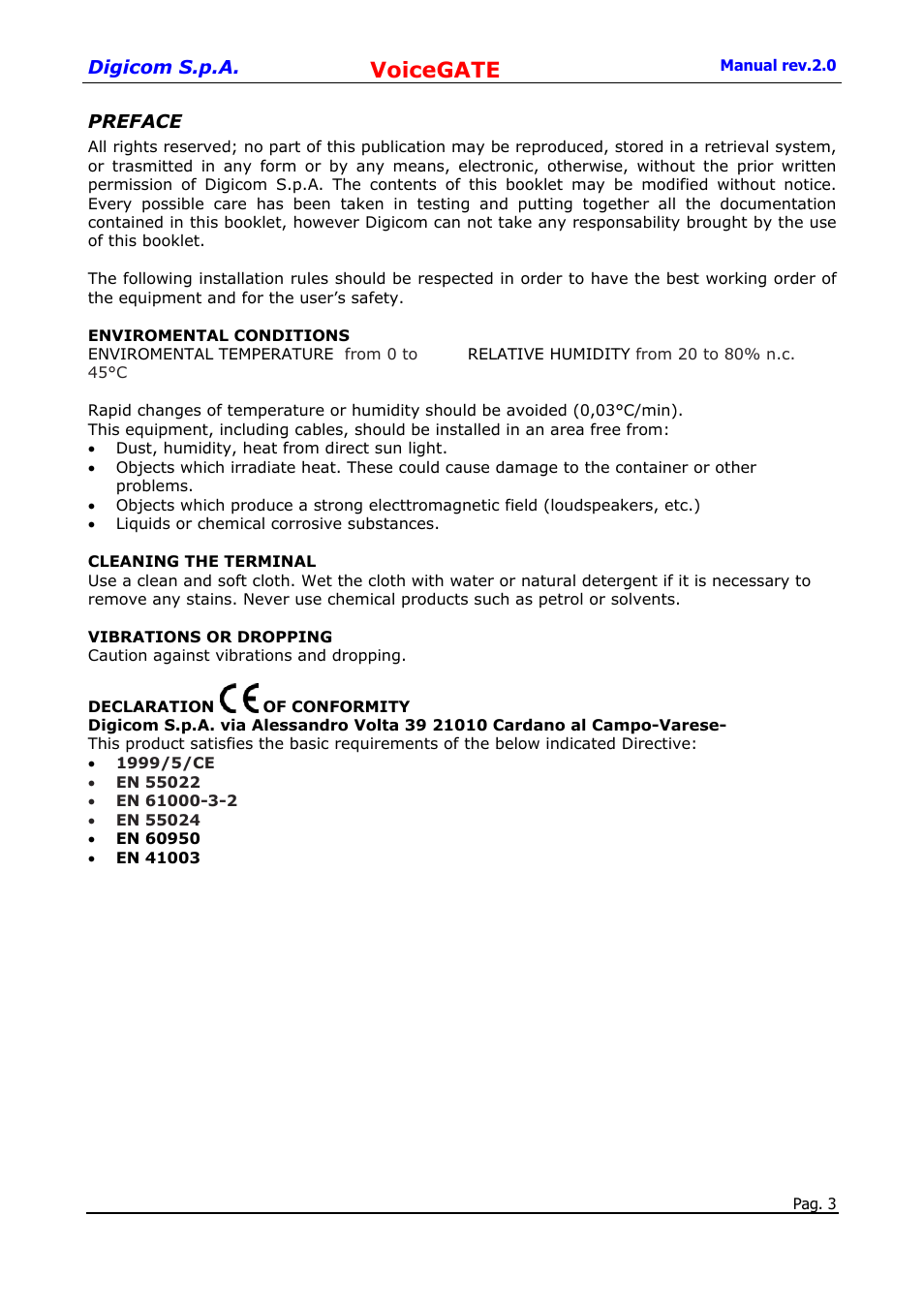 Preface, Voicegate | Digicom 8D5499 User Manual | Page 3 / 29
