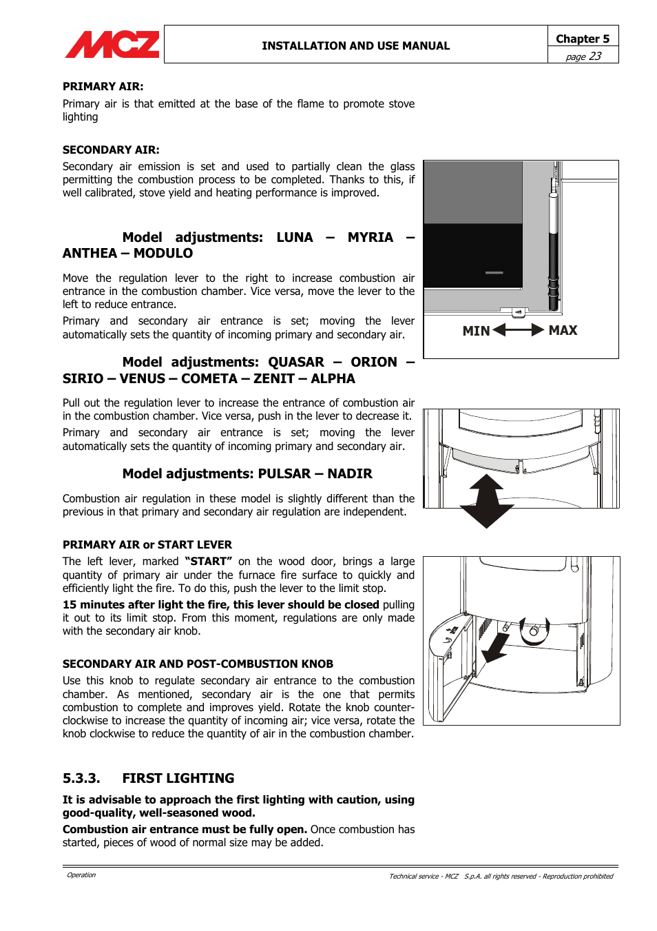 MCZ Alpha User Manual | Page 23 / 27