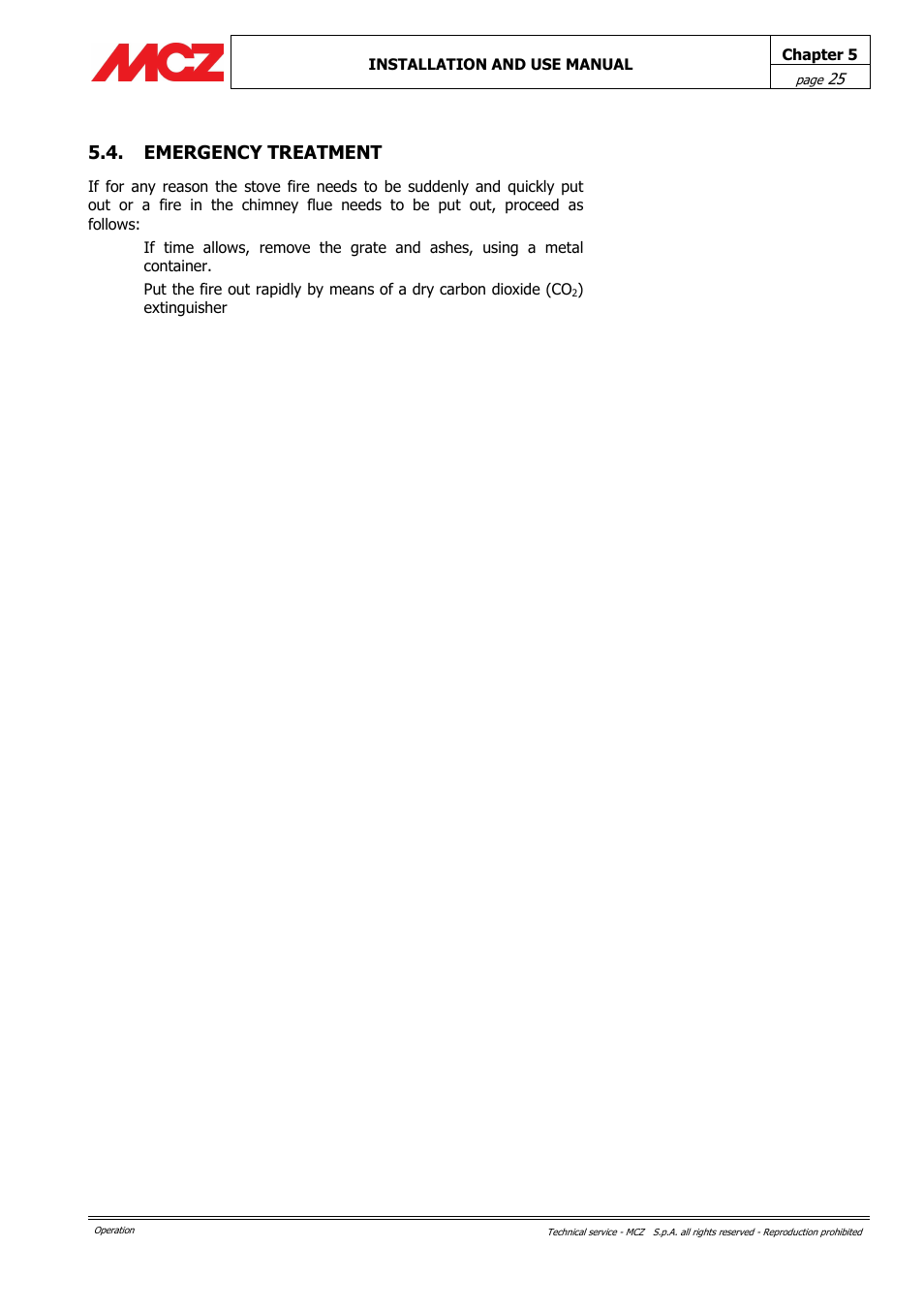 Emergency treatment | MCZ Alpha User Manual | Page 25 / 27