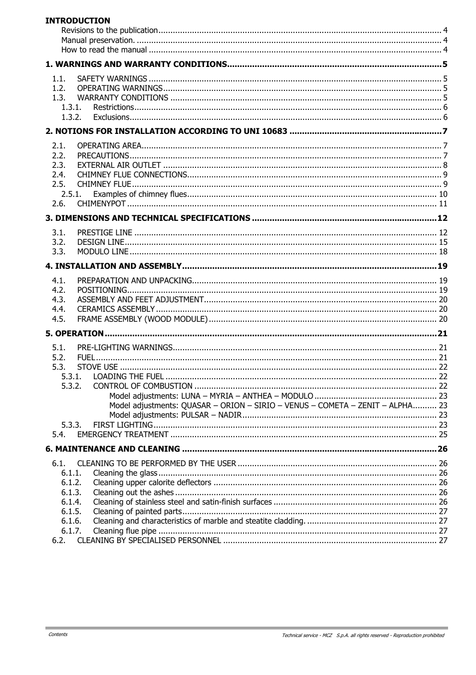 MCZ Alpha User Manual | Page 3 / 27