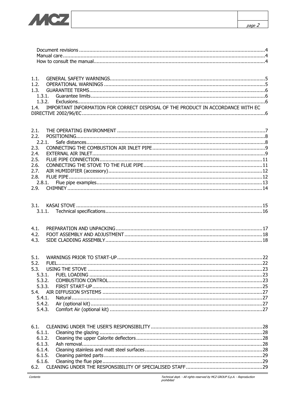 MCZ Kasai User Manual | Page 2 / 30